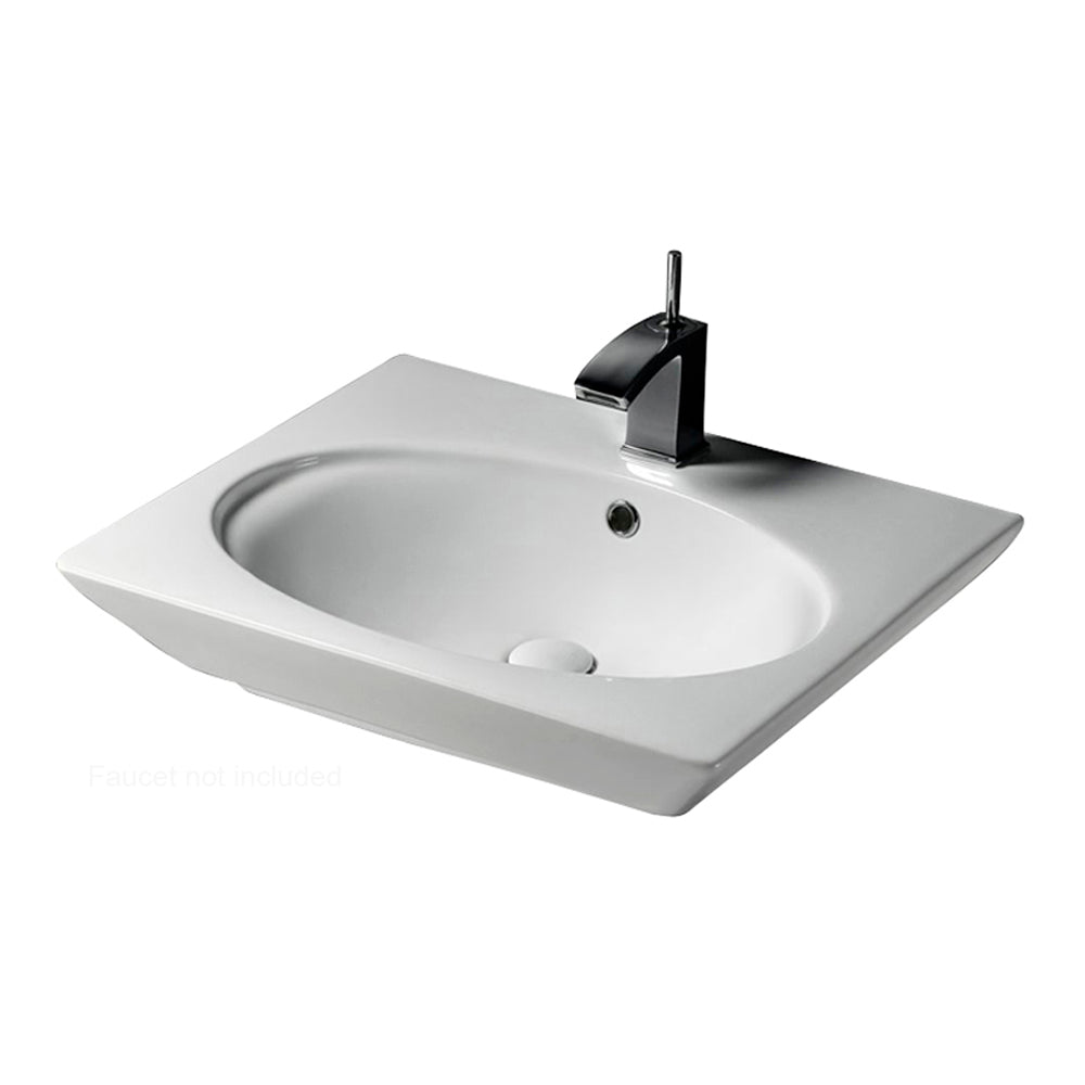 Opulence Wall Hung Bathroom Sink White Oval Bowl 8" Widespread