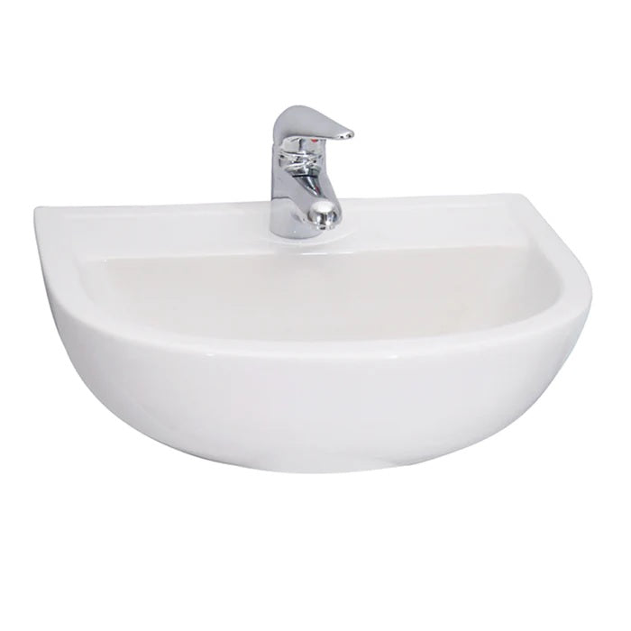 Compact 500 Wall Hung Bathroom Sink White with 1 Faucet Hole
