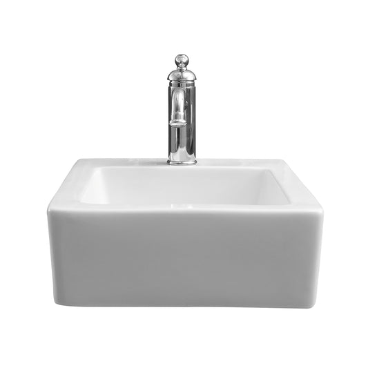 Grabil Rectangular Wall Hung 15" X 18" Sink White with 1 Faucet Hole