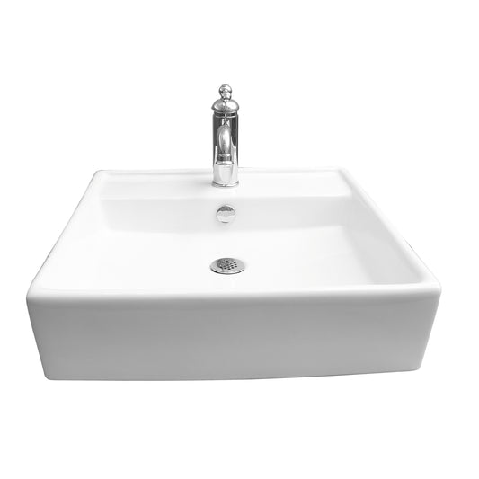 Markle Rectangular 20" Wall Hung Sink White with 1 Faucet Hole