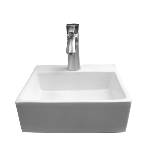 Morris Rectangular 13" Wall Hung Sink White with 1 Faucet Hole