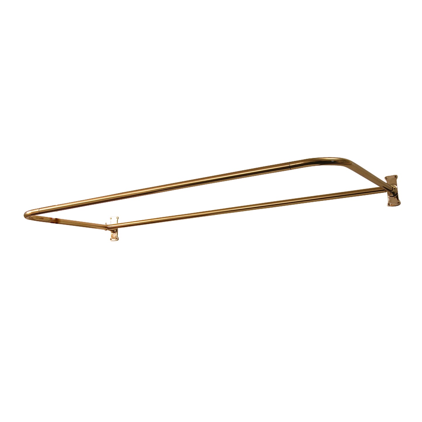 4145 D Shaped Shower Rod, 48 x 26", w/Flanges, Polished Brass