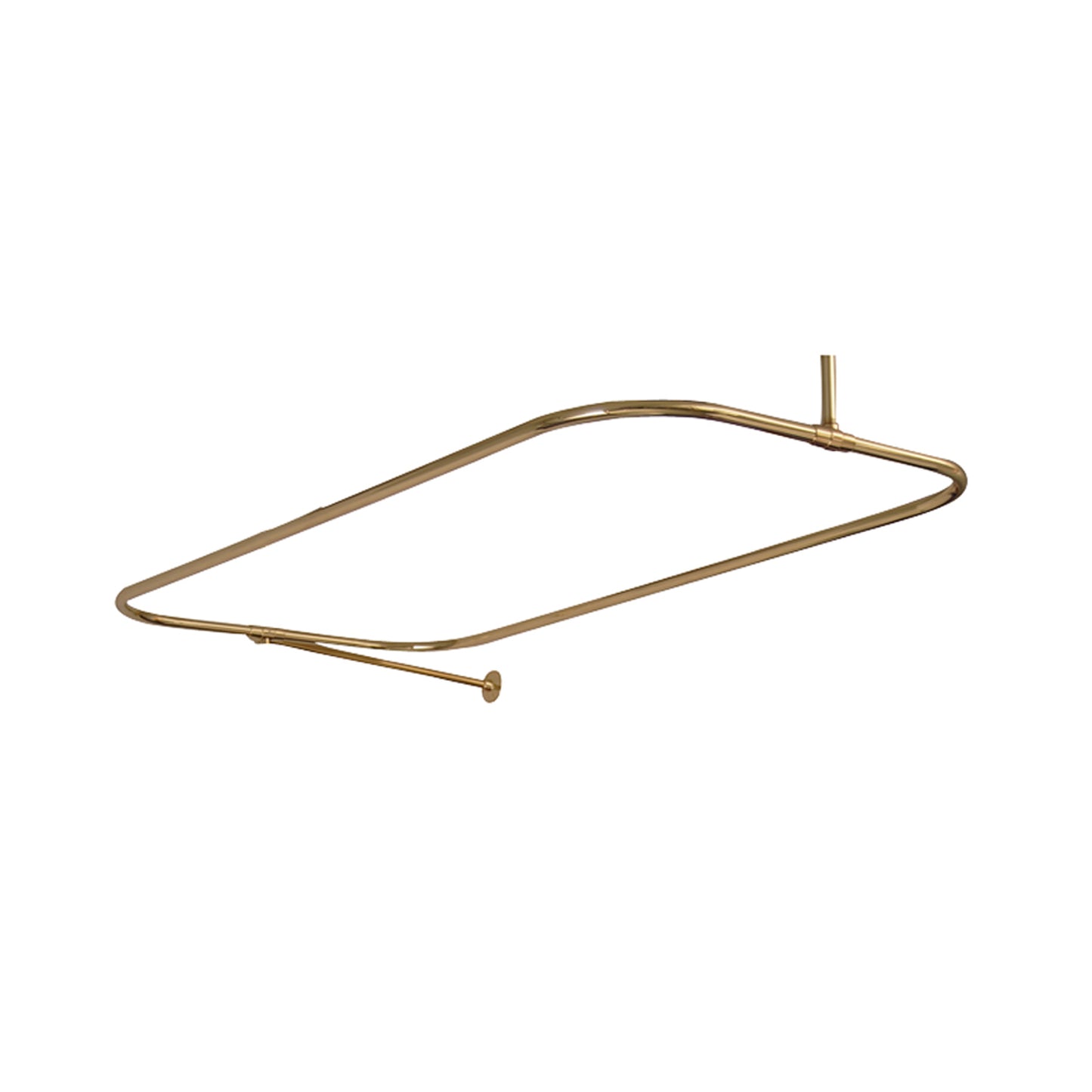 Rectangular Shower Rod w/Side Wall Support in 48 x 24" in Polish Brass
