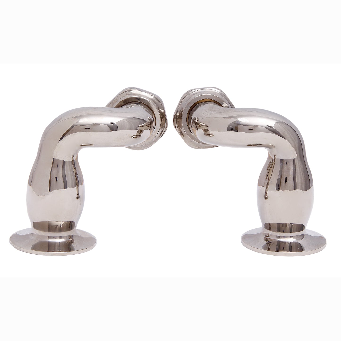 Tub Deck Mount S-Shaped Coupler Pair for 3-3/8" to 7" Polished Nickel