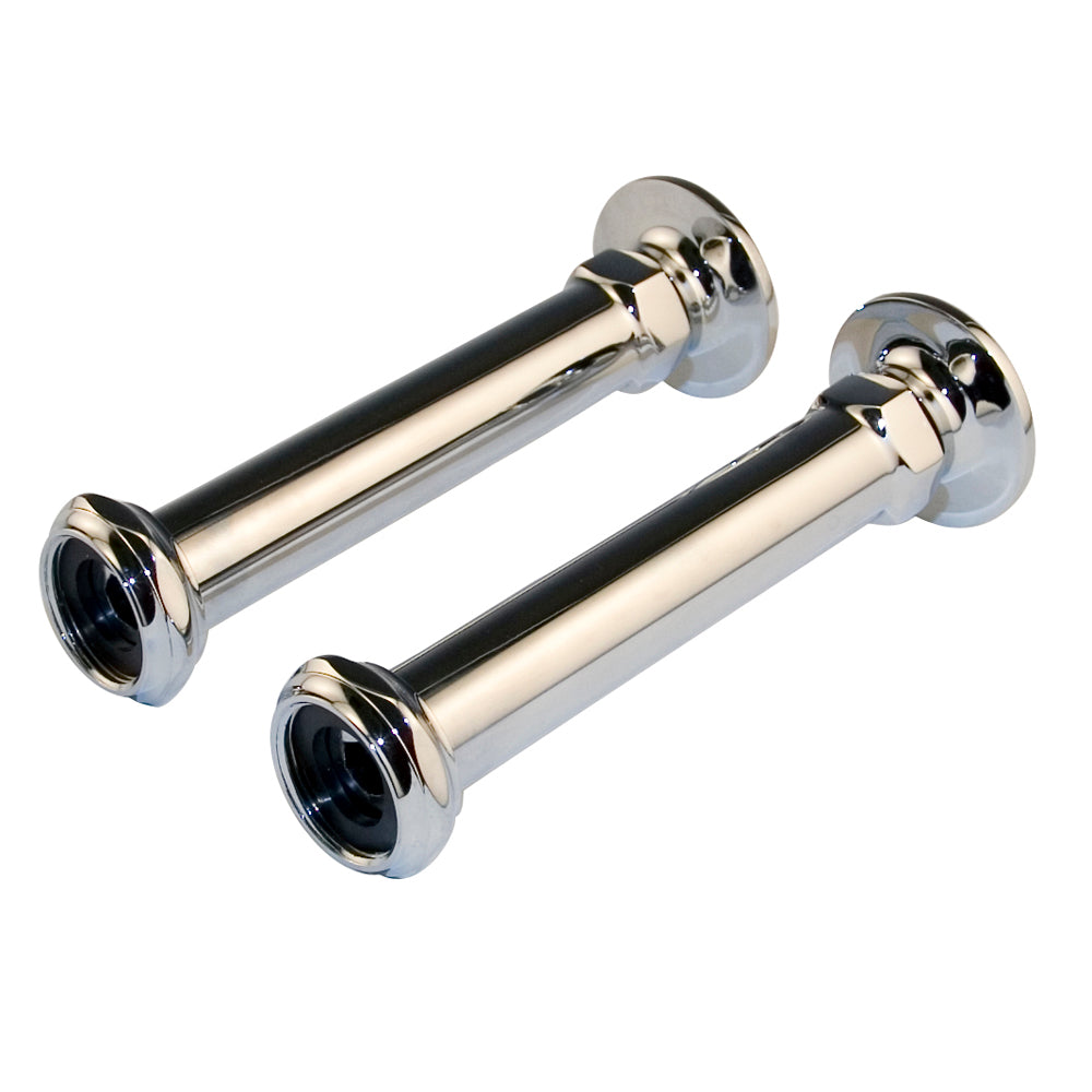 Straight 6" Long Wall Mount Tub Faucet Coupler Pair Chrome