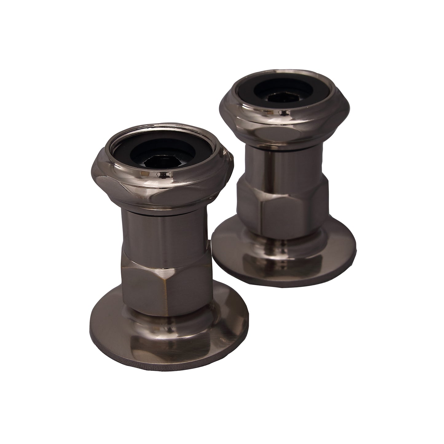 Straight 1-3/4" Long Wall Mount Tub Faucet Coupler Pair Brushed Nickel