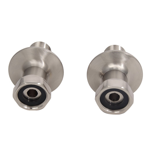 Angled Tub Faucet to Wall 1/2" FIP x 3/4" FIP Coupler Pair Brushed Nickel