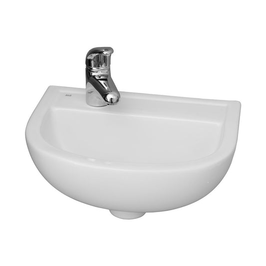 Compact 380 Wall Hung Sink White with Left-Hand Faucet Hole