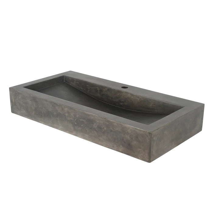 Gentry Dusk Grey Concrete Rectangle Basin Sink Single Faucet Hole