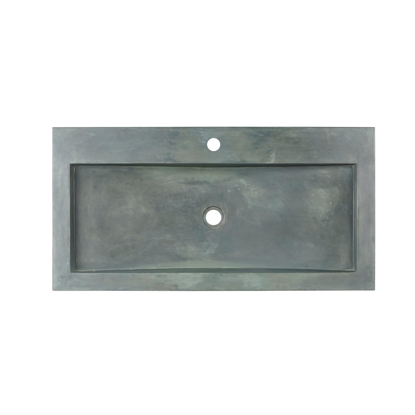 Gentry Green Copper Concrete Rectangle Basin Sink Single Faucet Hole