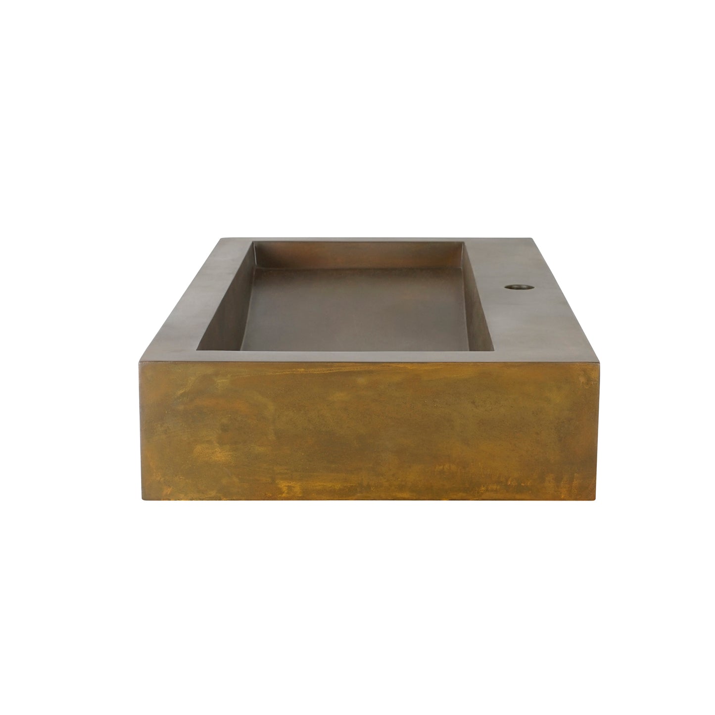 Gentry Vintage Brown Concrete Rectangle Basin Sink Single Faucet Hole