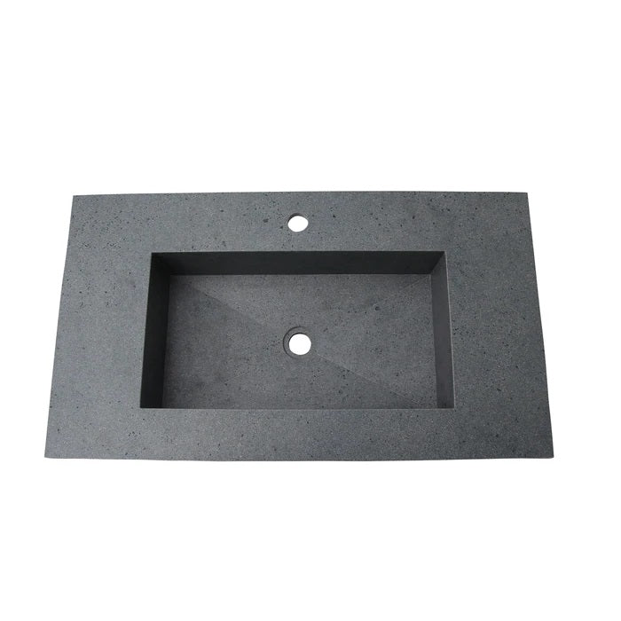 Precious 32-3/4" Wall-Hung Porcelain Tile Sink Hidden Drain 1-Hole Faucet in Black