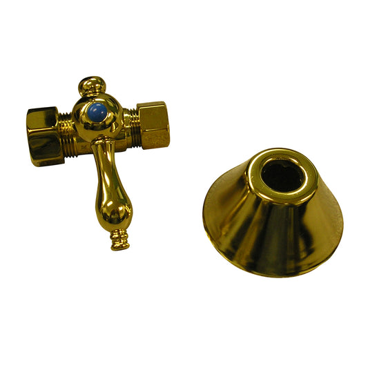 1/4 Turn Tub Supply Line Stop Pair 1/2" Comp x 5/8" Comp Polished Brass