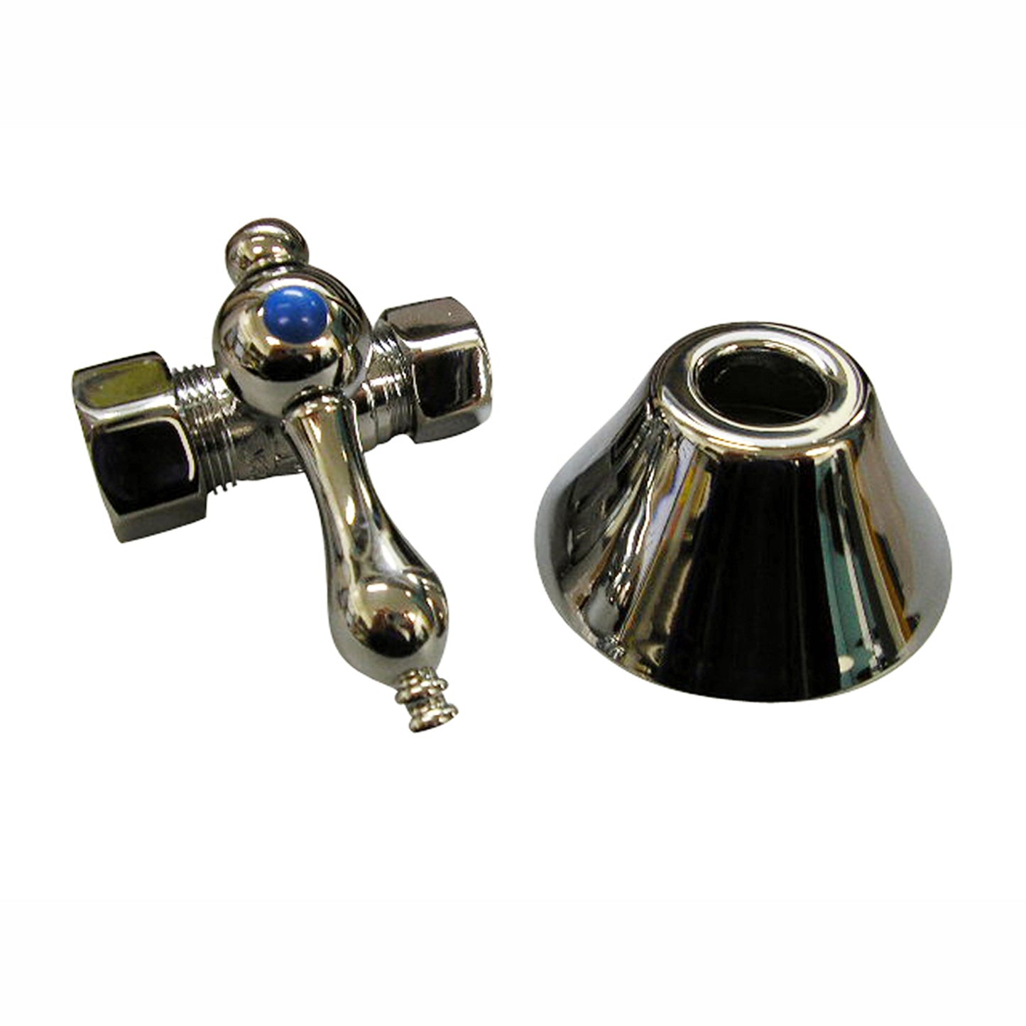 1/4 Turn Tub Supply Line Stop Pair 1/2" Comp x 5/8" Comp Polished Nickel