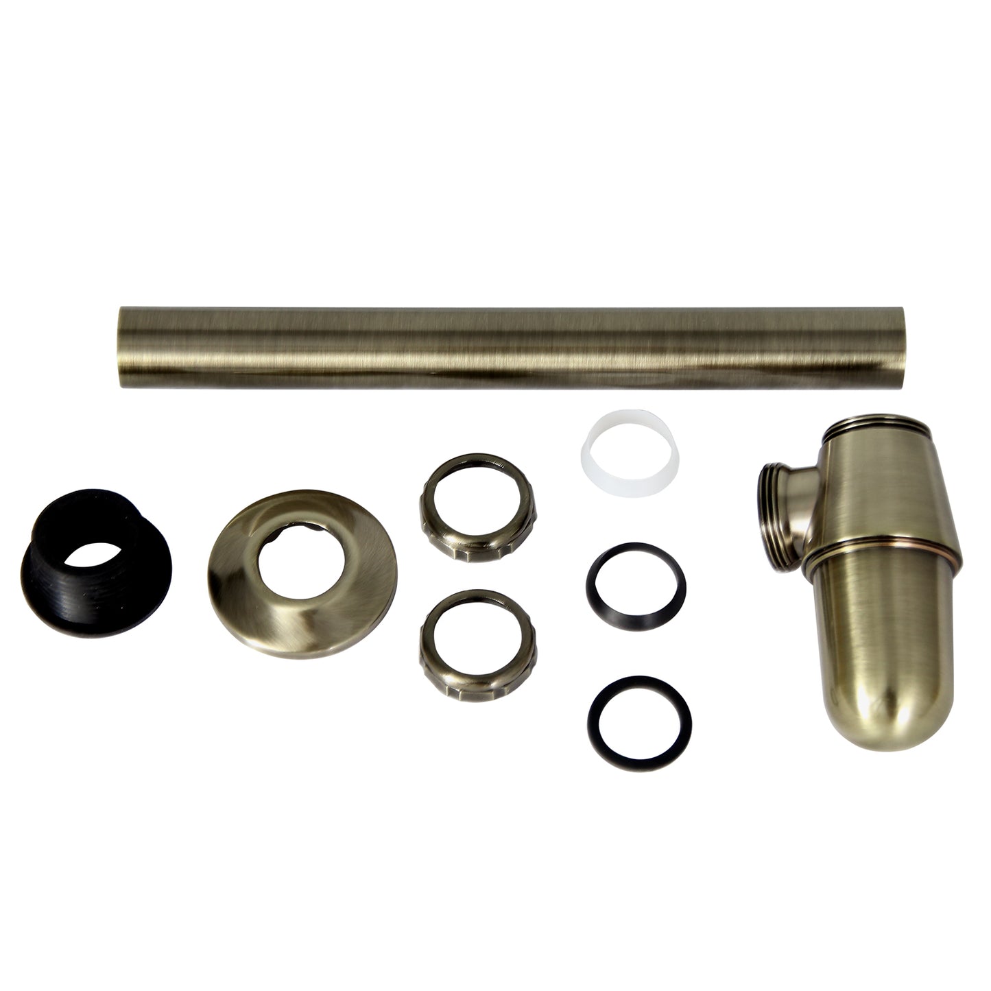 Lavatory Trap with Wall Flange Antique Brass