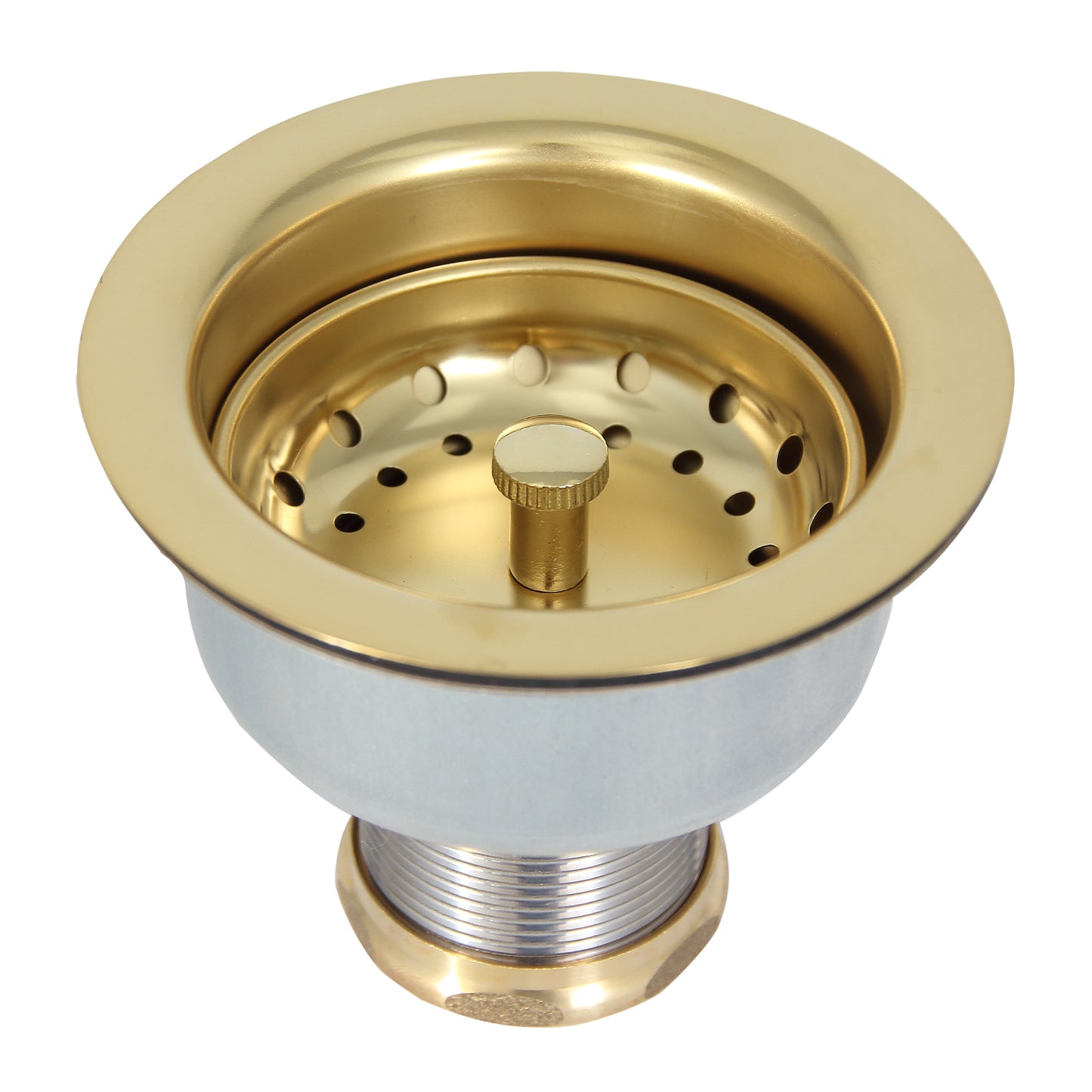 Kitchen Sink Strainer for 3-1/2" Drain with 3-1/2" Shank Polished Brass