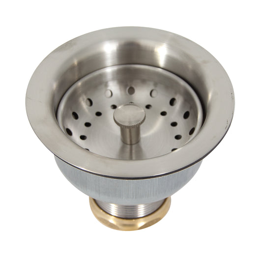 Kitchen Sink Strainer for 3-1/2" Drain with 3-1/2" Shank Brushed Stainless