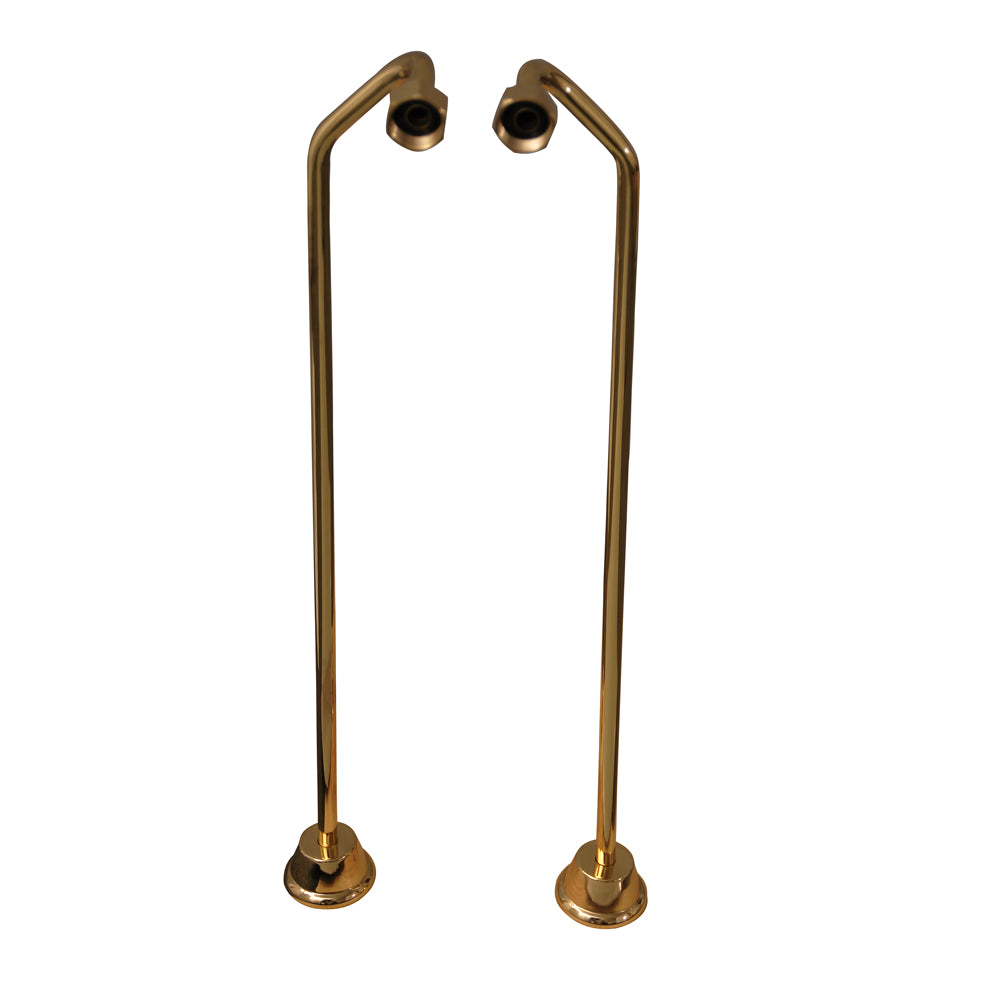 Offset 24" Bath Tub Supply Line Set 1/2" OD Polished Brass