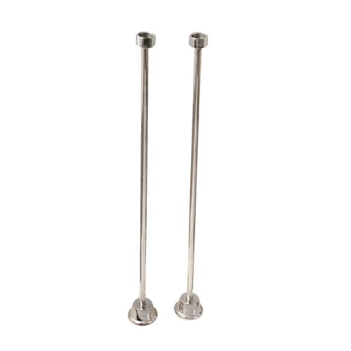 Straight 24" Bath Tub Supply Line Set 1/2" OD Polished Chrome