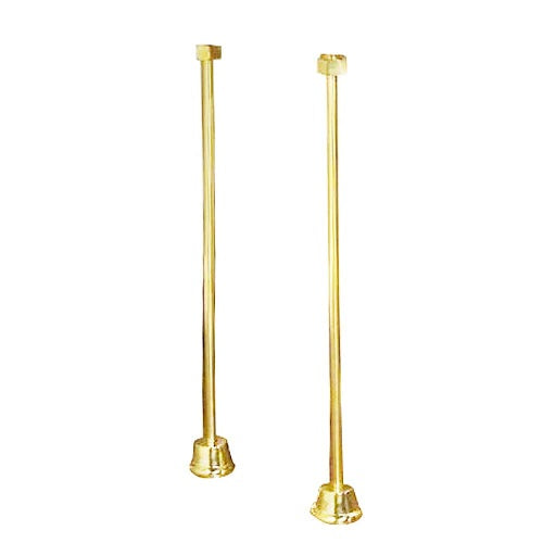 Straight 24" Bath Tub Supply Line Set 1/2" OD Polished Brass