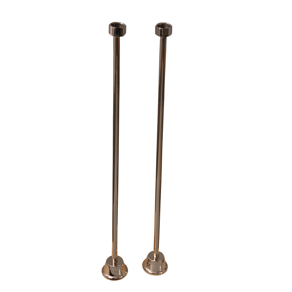 Straigth 24" Bath Tub Supply Line Set 1/2" OD Polished Nickel