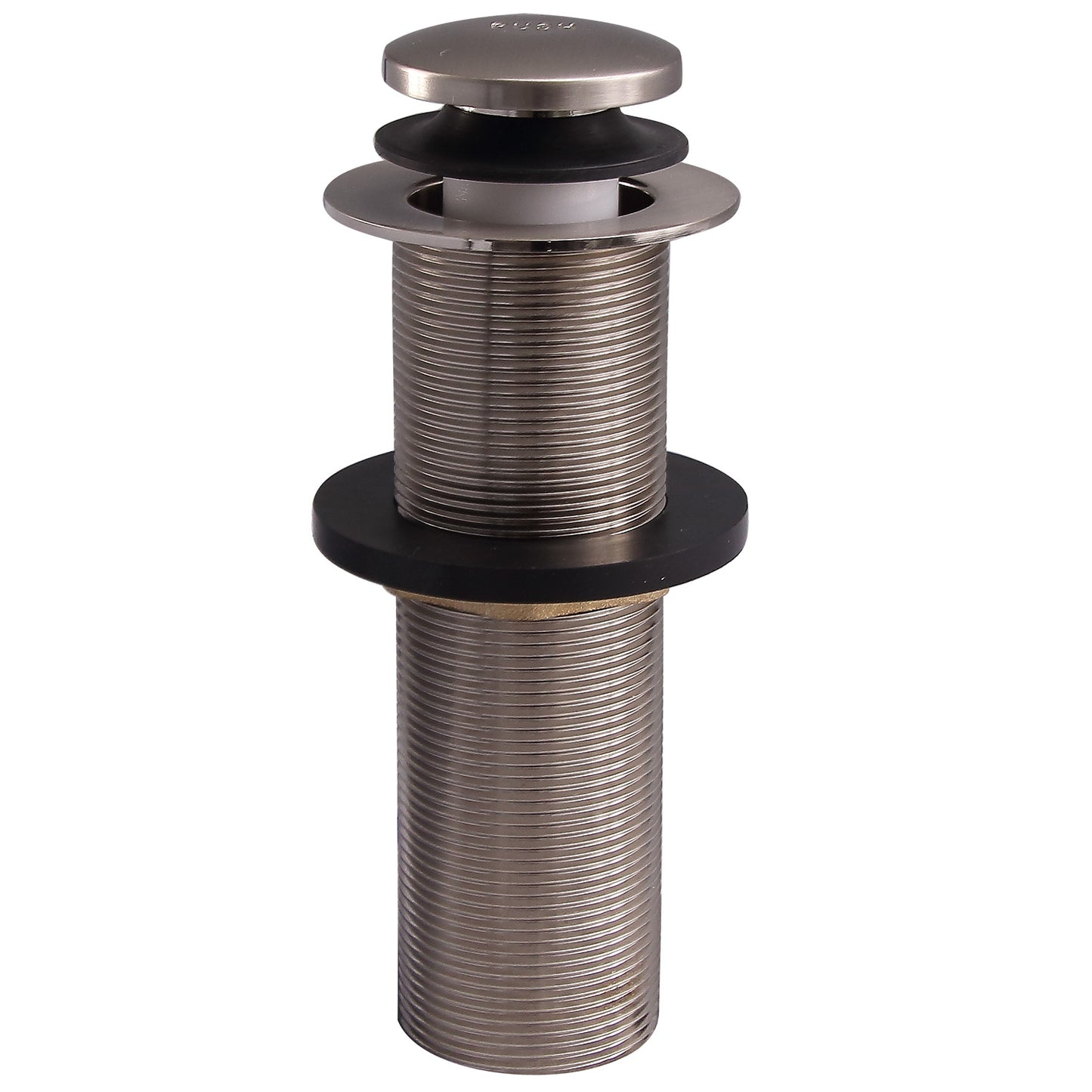 Push Button Tub Drain Assembly 6" Long Threaded in Brushed Nickel