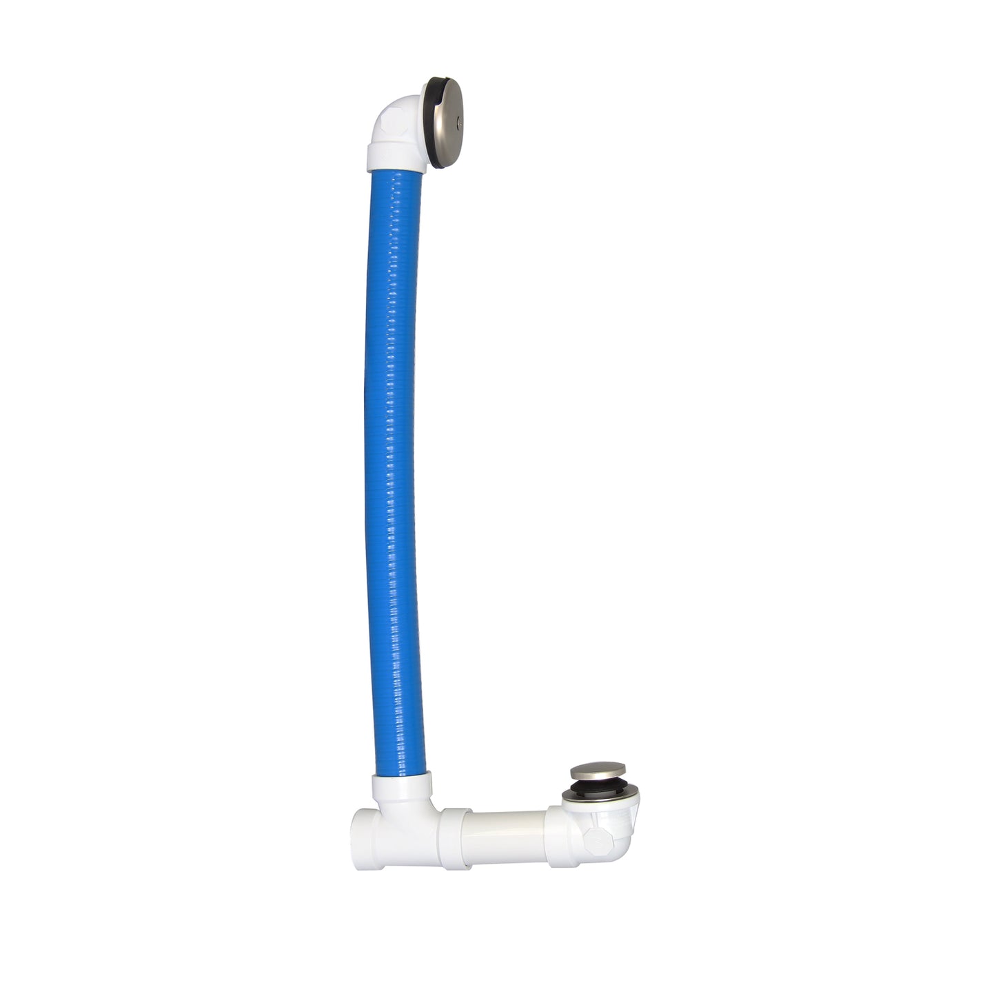 Freestanding Tub Pop-Up Drain and Overflow Hidden 24" Pipe Brushed Nickel