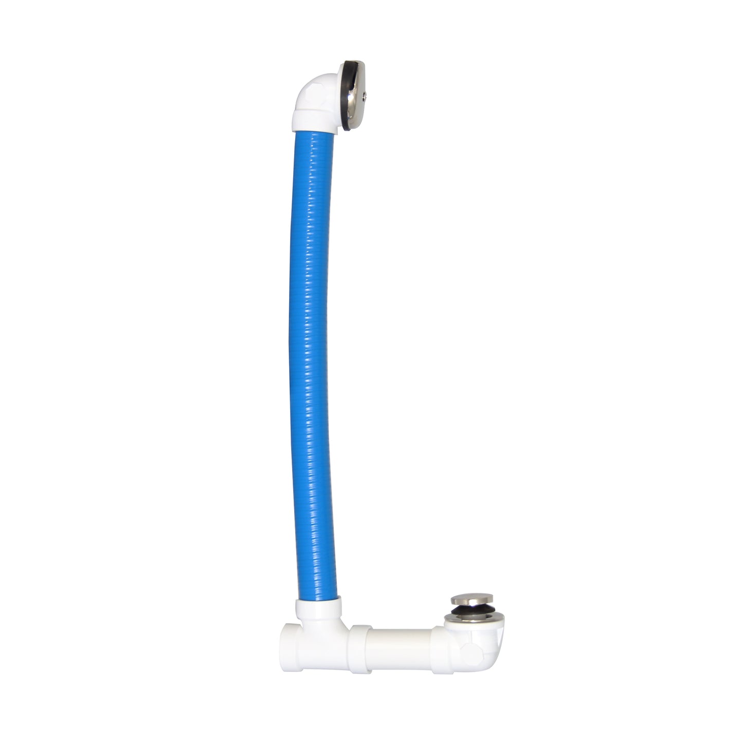 Freestanding Tub Pop-Up Drain and Overflow Hidden 24" Pipe Polished Nickel