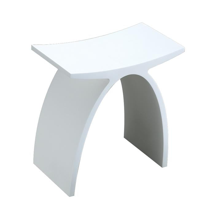 16" Modern Resin Shower Stool Gloss White