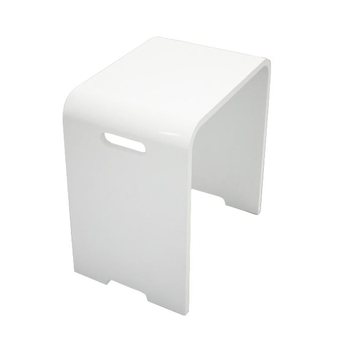 15" Modern Resin Shower Stool Gloss White