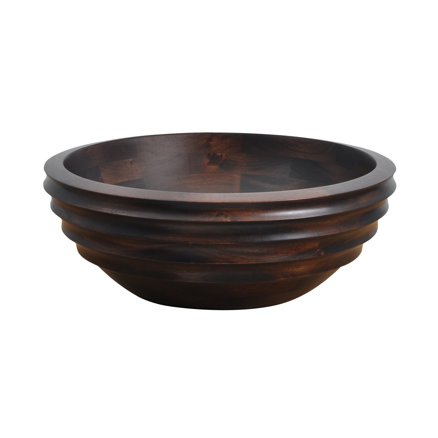 Manza Carved Mahogany Vessel Sink 15-3/4" Round with Natural Finish