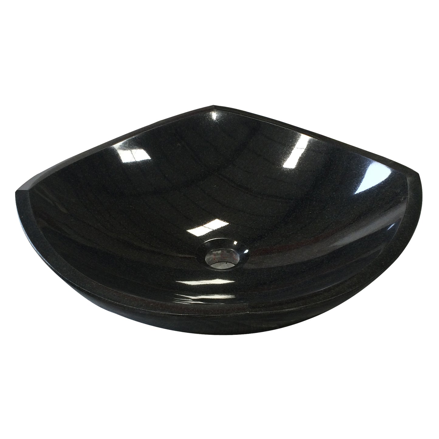Morse Black Granite Vessle Sink 17" Shallow Square with Polished Finish