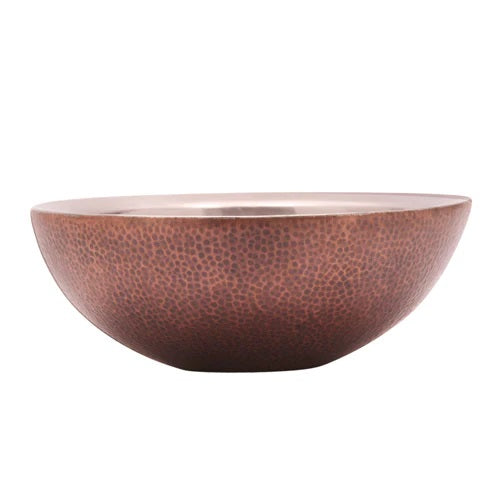 Carrock Double Wall Copper Vessel Sink 16" Round with Hammered Finish