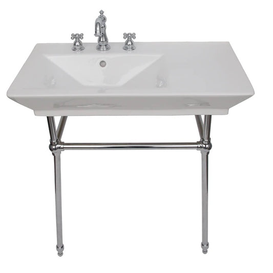 Opulence Rectangle Console Sink Widespread 31-1/2" White with Chrome Legs