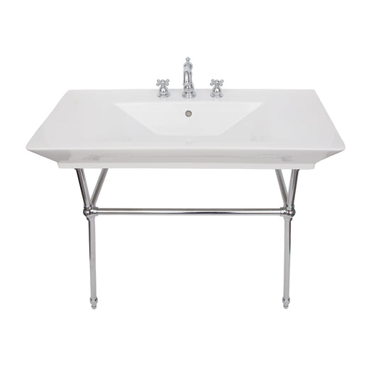 Opulence Rectangle Console Sink Widespread 39-1/2" White with Chrome Legs