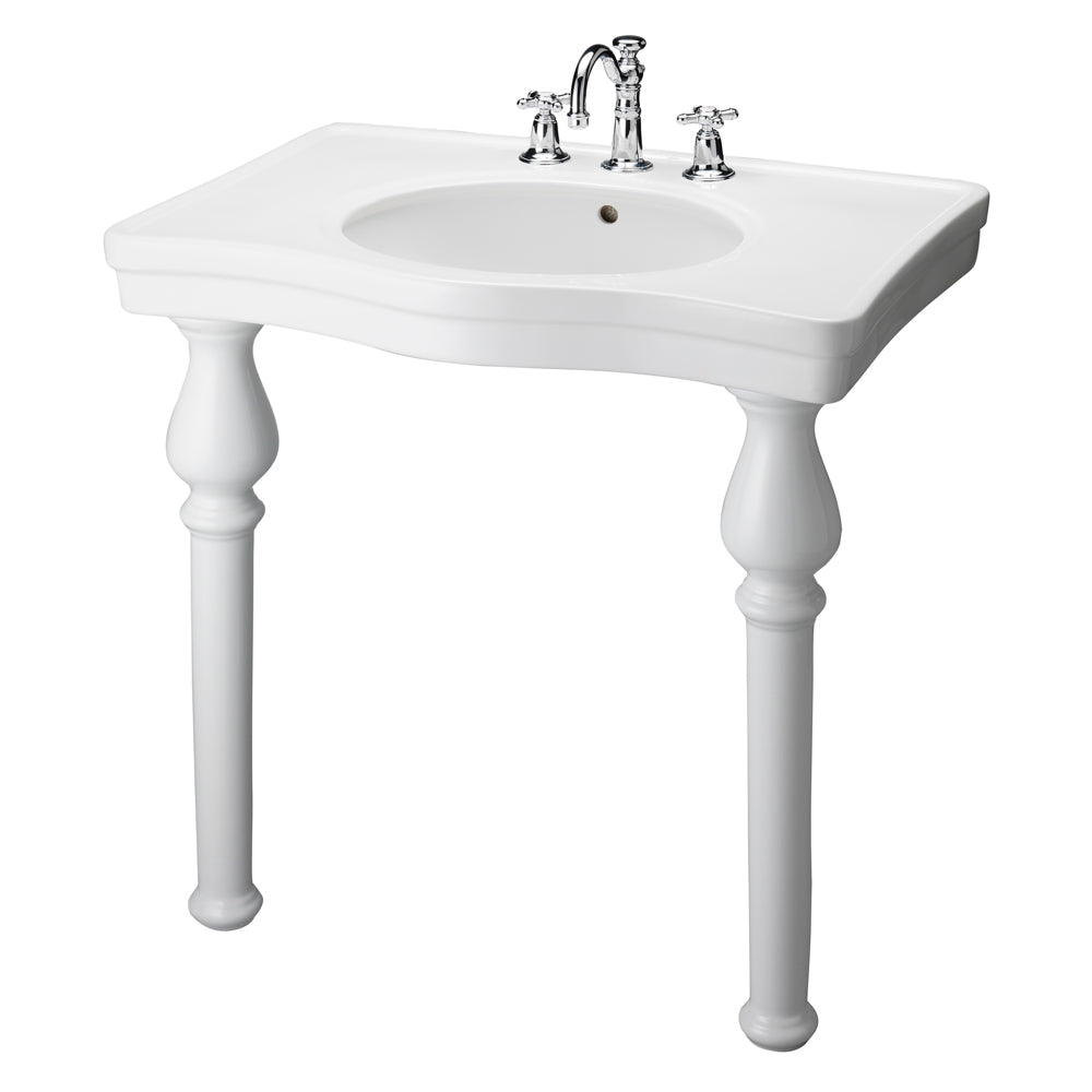 Milano 33" Console Sink 8" Widespread White with Fire Clay Legs