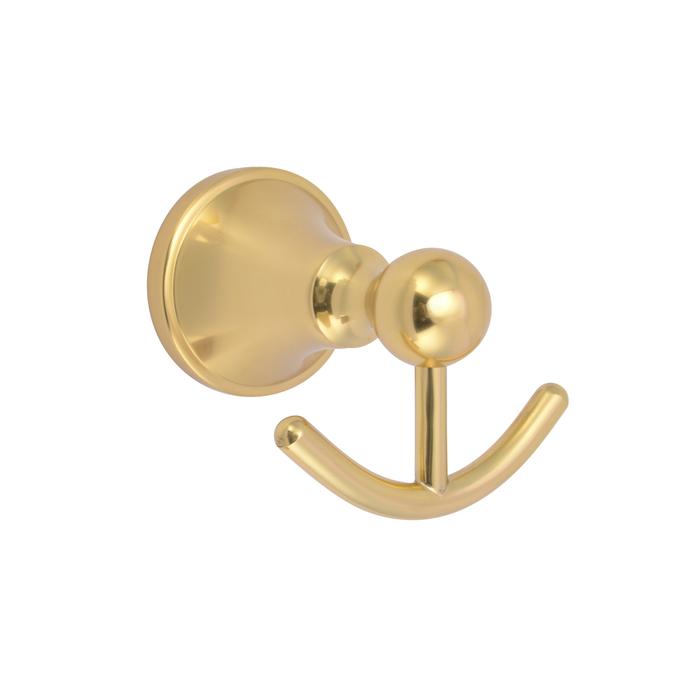 Gleason Double Robe Hook in Antique Brass