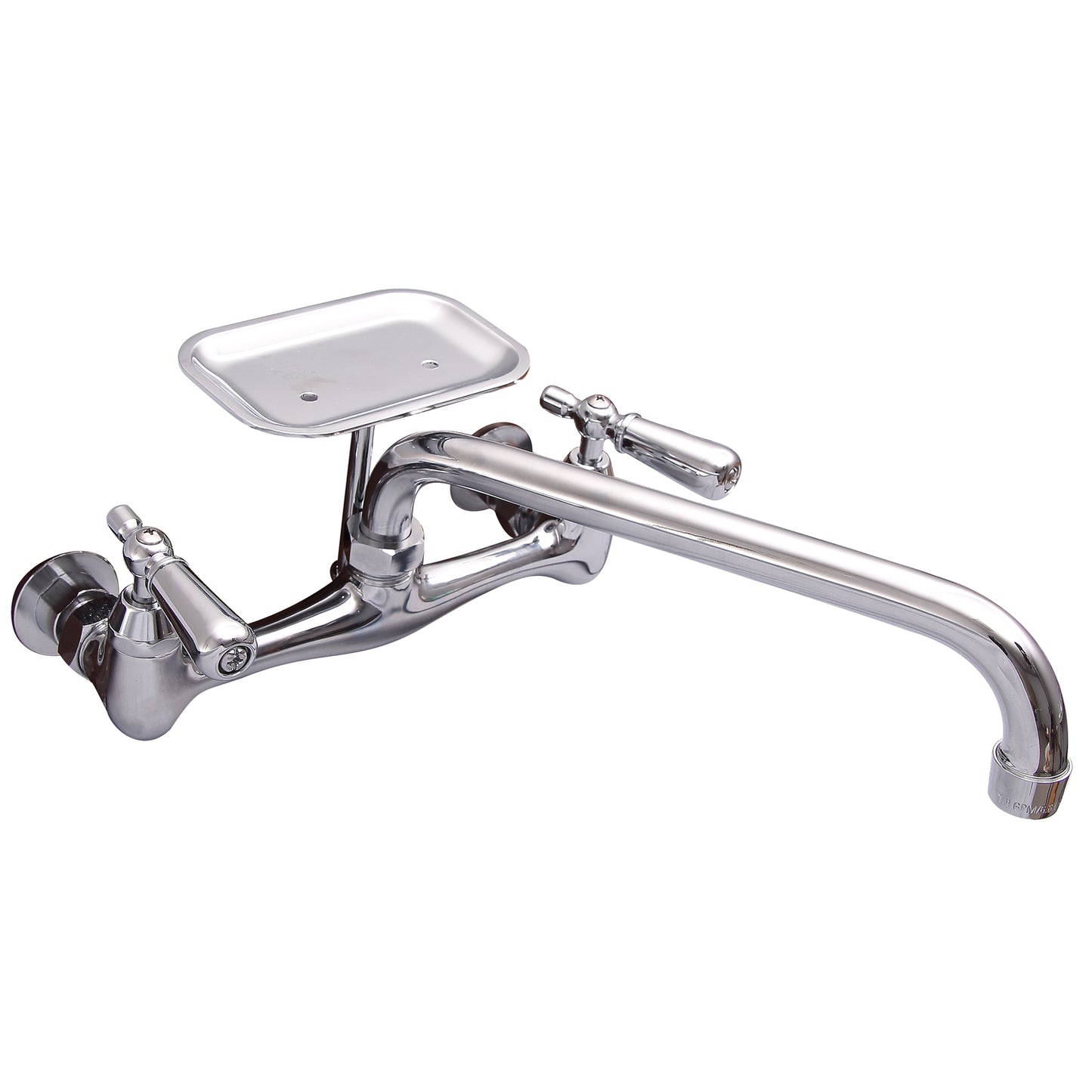 Dollie Wall Mount Faucet, Dish Soap, 10" Spout, Ceramic Disc, Chrome