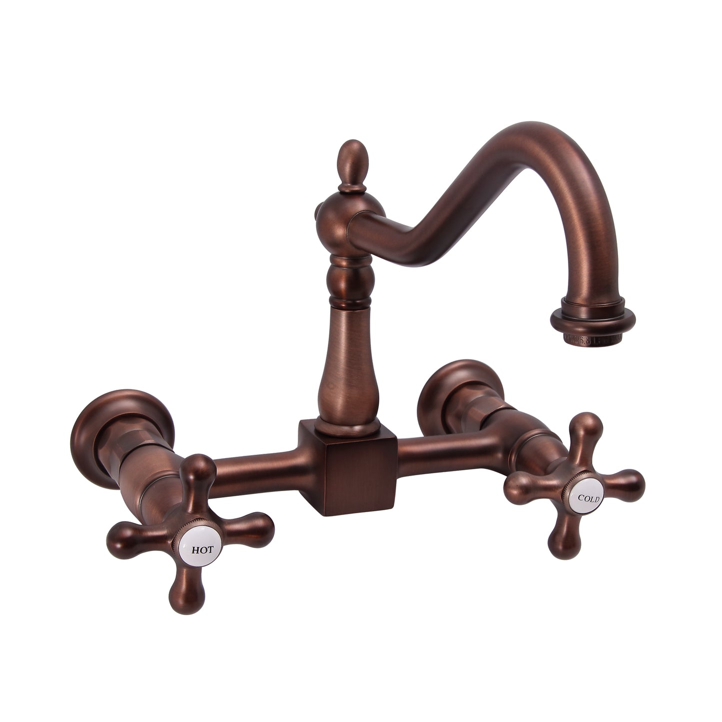 Kate Gooseneck Spout Faucet, Cross Handles, Ceramic Disc, Oil Rubbed Bronze