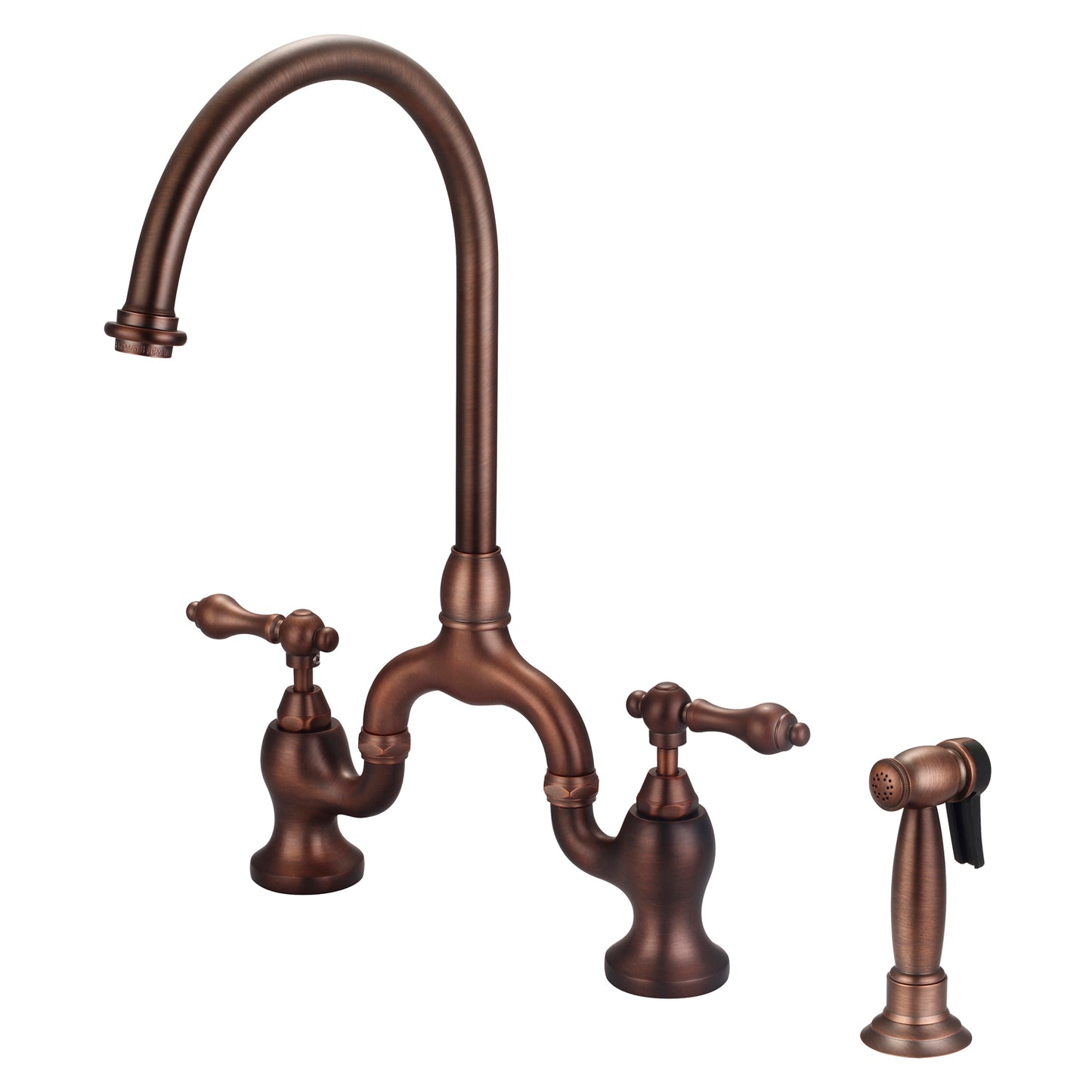 Banner Kitchen Bridge Faucet, Sidesprayer & Metal Lever Handles, Oil Rubbed Bronze