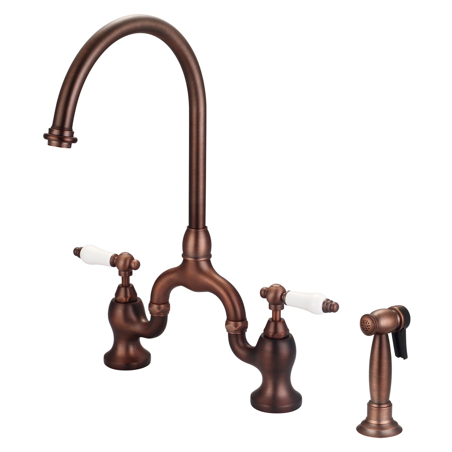 Banner Kitchen Bridge Faucet, Sidesprayer & Porcelain Lever Handle,Oil Rubbed Bronze