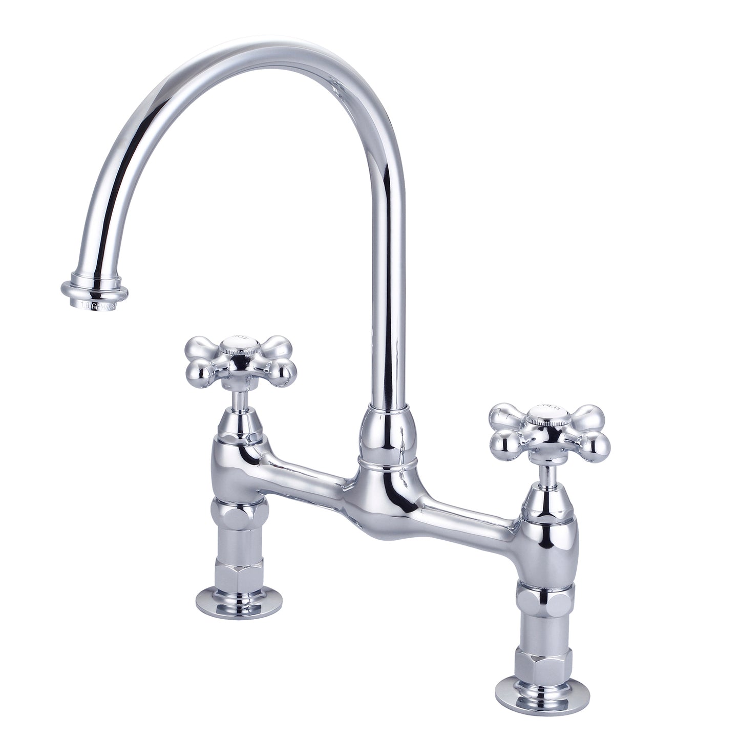 Harding Kitchen Bridge Faucet, Metal Cross Handles, Chrome