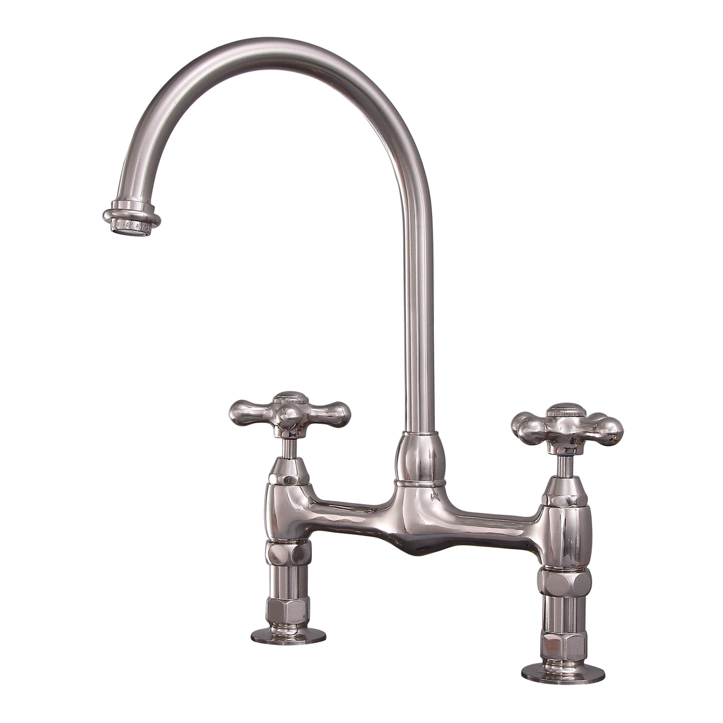 Harding Kitchen Bridge Faucet Cross Handles Brushed Nickel