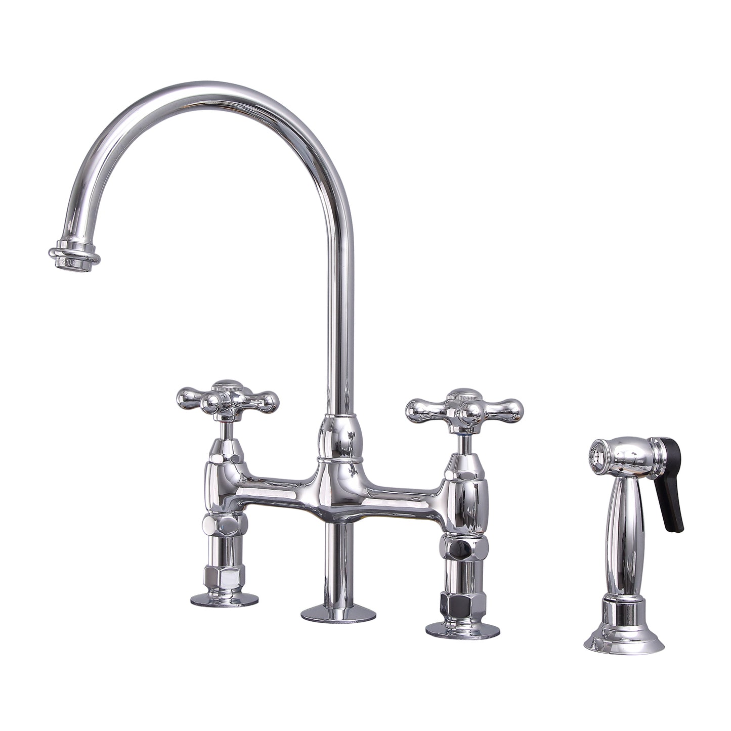 Harding Kitchen Bridge Faucet Sidesprayer & Cross Handles Chrome