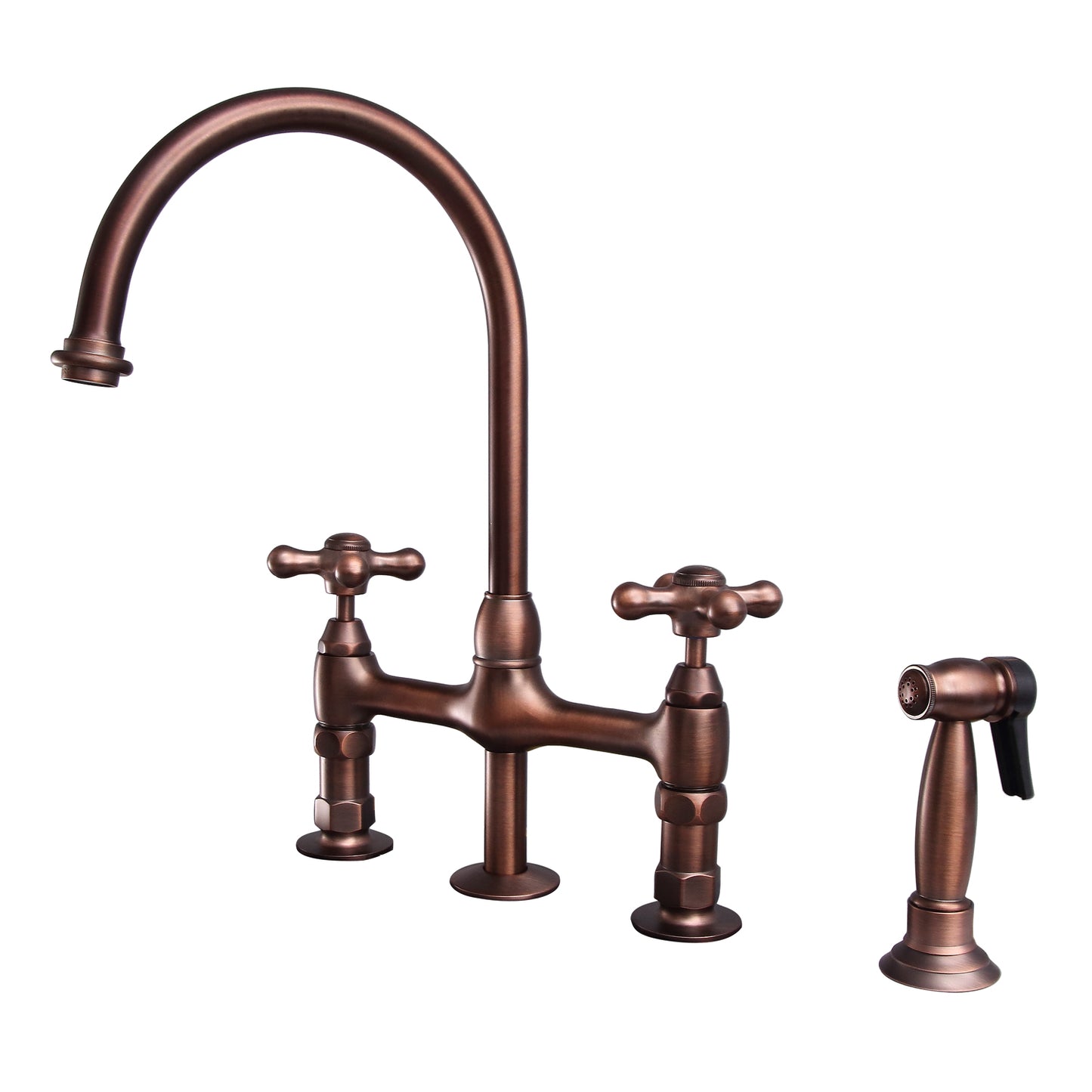 Harding Kitchen Bridge Faucet Sidesprayer & Cross Handles Oil Rubbed Bronze