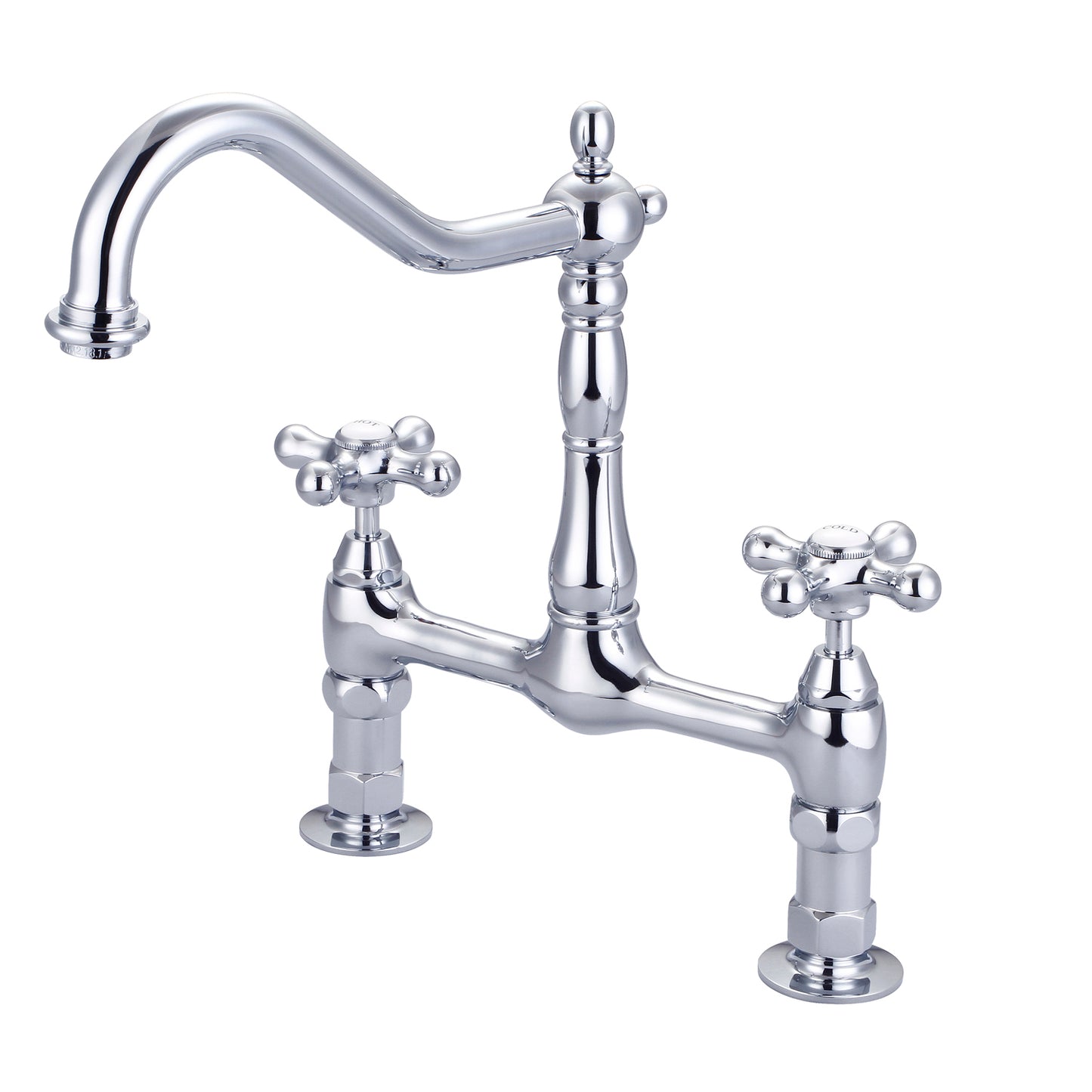 Guthrie Kitchen Bridge Faucet, Metal Cross Handles, Chrome