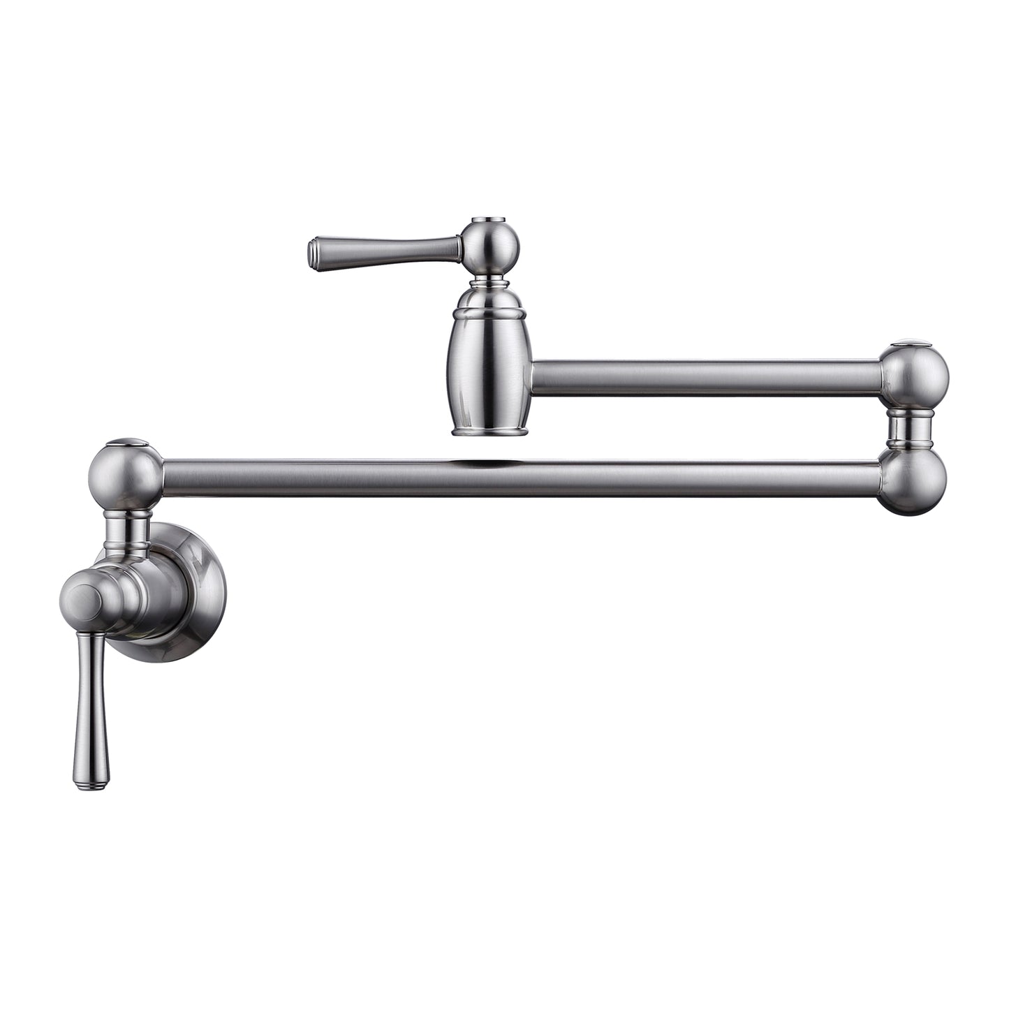 Dai Dual Handle Wall Mount Pot Filler, Brushed Nickel