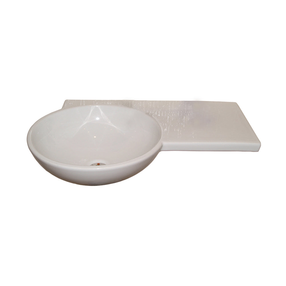 Gina Wall Hung Offset Sink White with Left-Hand Bowl and 1 Faucet Hole