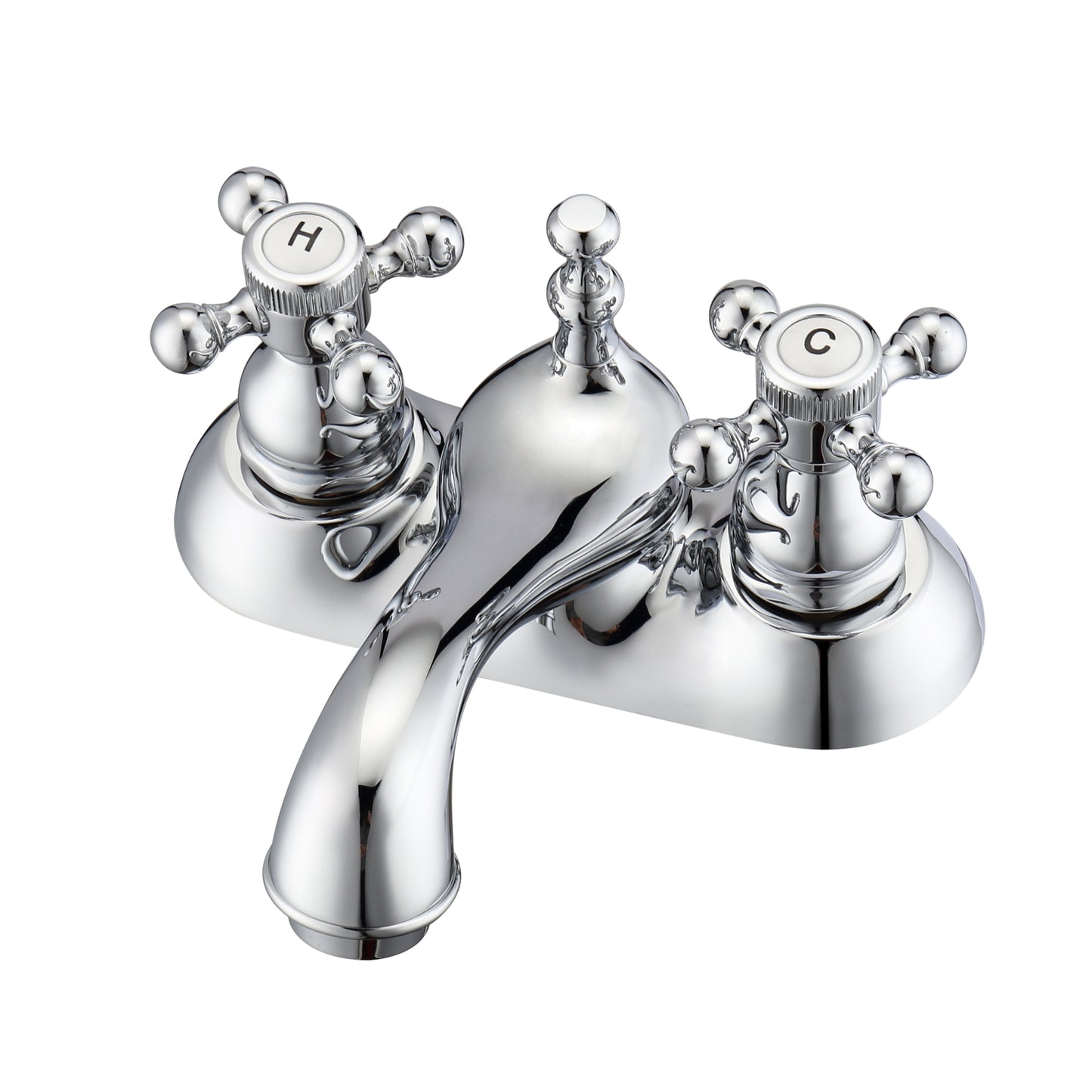 Donata Centerset Chrome Bathroom Faucet - Button Cross Handles