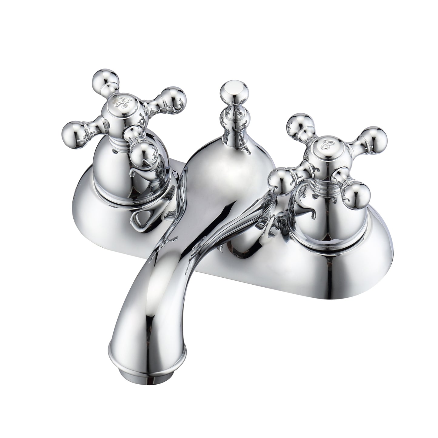 Donata Centerset Chrome Bathroom Faucet - Metal Cross Handles